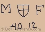 German doll mark M shield symbol F 40 12