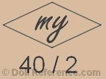 Morimura doll mark MY inside a triangle + a size number