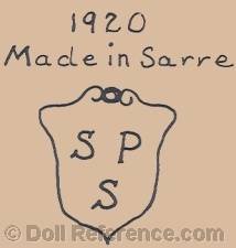 Saarlndische Puppenfabrik doll mark 1920 Made in Sarre SPS on a shield