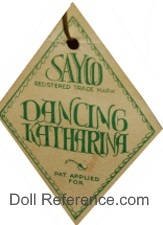 1925 Sayco Dancing Katharina doll mark / tag