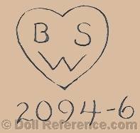 Bruno Schmidt doll mark BSW inside a heart symbol 2094-6