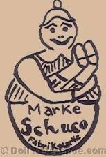 Schreyer & Company doll Marke Schuco Fabrikmarke on a rolly polly doll symbol