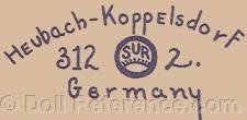 Seyfarth & Reinhardt doll mark Heubach Koppelsdorf 312 SUR 6 1/2 Germany