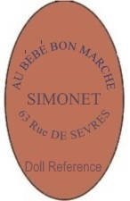 Gabrielle Simonet Au Bb Bon March doll shoe mark 63 Rue De Sevres