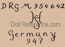 Hermann Steiner doll mark DRGM 954642 HS Germany 947