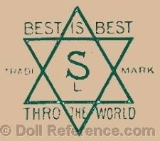 Josef Ssskind doll mark S inside a six pointed star Best is Best, trade mark Thro the World