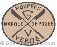Gabrielle Verita doll mark Poupe's Verite GV two crossed flags Marque Deposee