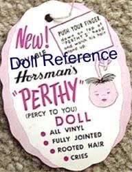 Perthy doll hang tag 1950's