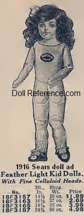 1916 Sears Feather Light Kid Doll ad