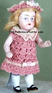 Strobel & Wilken, Peach doll mold 257, All Bisque Girl doll, 4 1/2" 