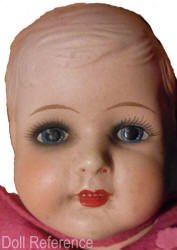 1928 Hendren Val-Encia composition doll, 14 or 20" tall with heavy eye make up