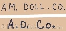 American Doll Co. doll mark AM. Doll Co., A.D. Co.
