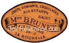 Aux Enfants Sages doll mark label Brunet Rue Du Palais 29 La Rochelle