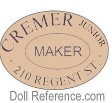 Cremer Junior doll mark label 210 Regent St.