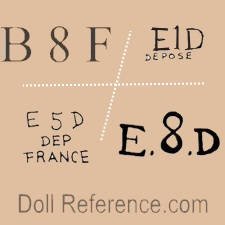 Danel & Cie doll mark B8F, E1D, E5D, E8D