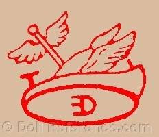 Cuno & Otto Dressel doll mark symbol winged helmet ED