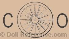 Elpikbien doll mark CO around spoked wheel 