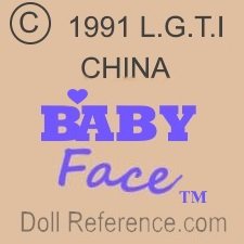 Galoob doll mark © 1991 L.G.T.I. China Baby Face TM