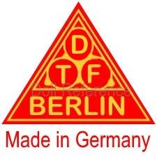 DTF Berlin Made in Germany red & gold label on Lilli Baitz type shoulder head