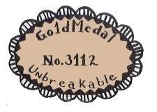 Gold metal No. 3112 Unbreakable doll mark - Papier mache head - unidentified