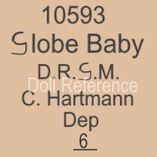 Carl Hartmann doll mark 10593 Globe Baby D.R.G.M. C. Hartmann Dep 6