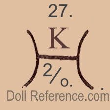 Karl Hartmann doll mark 27 K inside the top of an H a size number 2/0 inside the bottom of the H 
