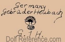 Gebrüder Heubach doll mark Germany Gebruder Heubach sunrise DEP GH