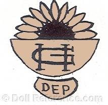 Gebrüder Heubach doll mark a sunrise GH initials DEP