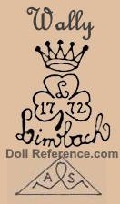 Limbach doll mark Wally crown symbol three leaf clover symbol L 1772 Limbach ALS inside a triang