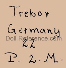 Mengersgereuth Porzellanfabrik doll mark Trebor Germany 22 P2M