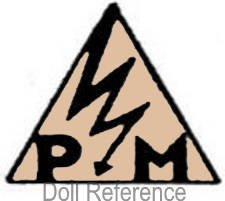 1920 Mengersgereuth Porzellanfabrik doll trade mark a triangle, lightening bolt PM