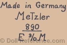 Ernst Metzler doll mark Made in Germany MeTzler 890 E 3/0 M