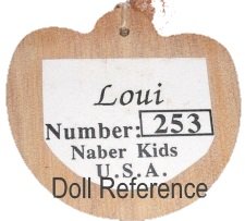 Naber Kids doll mark tag Loui Number 253 Naber Kids U.S.A.
