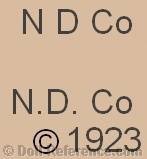 Natural Doll Company mark N D CO, N. D. CO copyright 1923