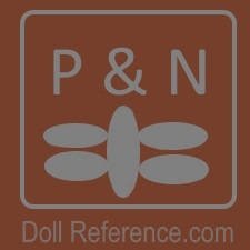 P & N doll shoes mark bug or dragonfly symbol inside a square border