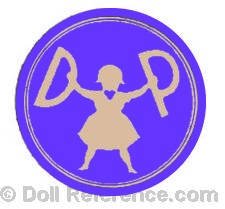 Dr. Dora Petzold doll trade mark D with doll in center holding up initials P inside a circle or reversed initials PD