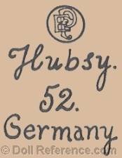 Gebrüder Pfeiffer doll mark intertwined initials EP Hubsy 52 Germany
