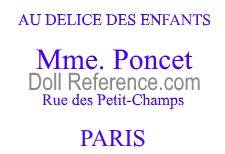 Rose Marie Poncet Au Delice des Enfants doll mark label