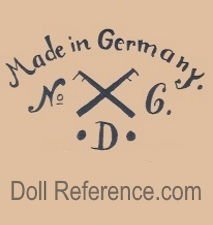 Rauenstein doll mark Made in Germany No two crossed flags 6 D