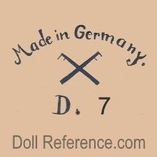 Rauenstein doll mark Made in Germany crossed flags D. 7