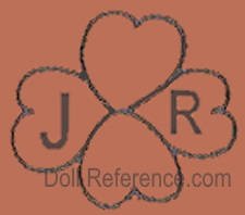 Jean Rousseau doll shoe maker mark JR four clover symbolsr