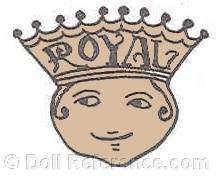 Royal Doll Manufacturing Company doll trade mark Royal on crown with face