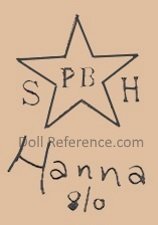 Schoenau & Hoffmeister doll mark SHPB star symbol Hanna 8/0
