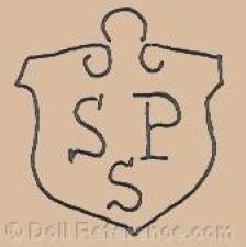 Sonneberger Porzellanfabrik doll mark SPS on a shield