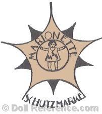 Mylius Sperschneider doll mark Marionette with doll symbol MSS inside two five pointed stars Schutzmarke