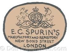 E. C. Spurin Toy Warehouse doll mark label E.C. Spurin's Manufactory and Repository New Bond Street London