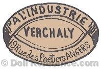 A L'Industrie Verchaly doll mark 19 Rue des Poetiers Angers