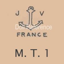 Jules Verlingue doll mark  J anchor symbol V France M. T. 1
