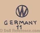 Albert Wacker doll mark W inside a circle Germany 11