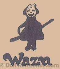 Wazu Novelty Company doll mark girl holding a stick symbol Wazu